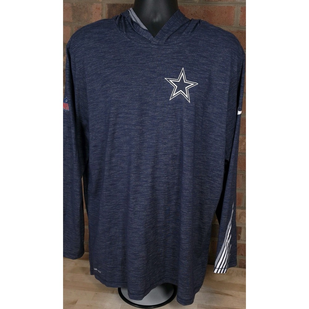 Nike Dallas Cowboys Dri-FIT Hoodie Shirt XL NFL On Field Blue Performance Tee